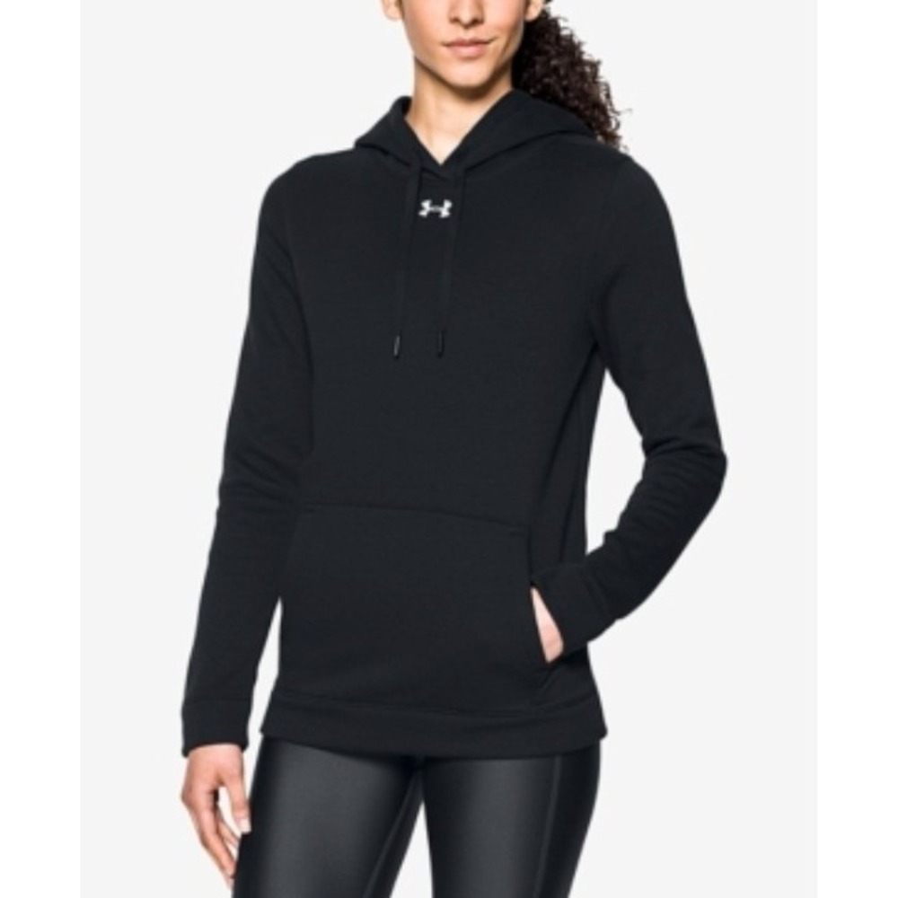 Under Armour Hustle Fleece Hoody Women Small Black 1300261-001 NWT Sweatshirt